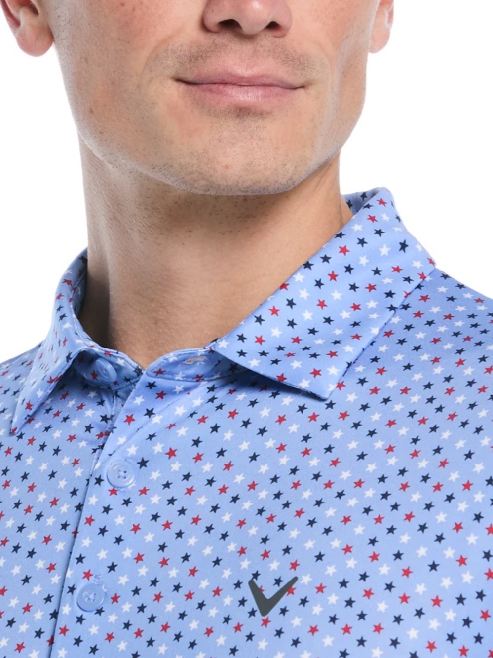Callaway Mens Red, White and Blue Stars Print Golf Shirt
